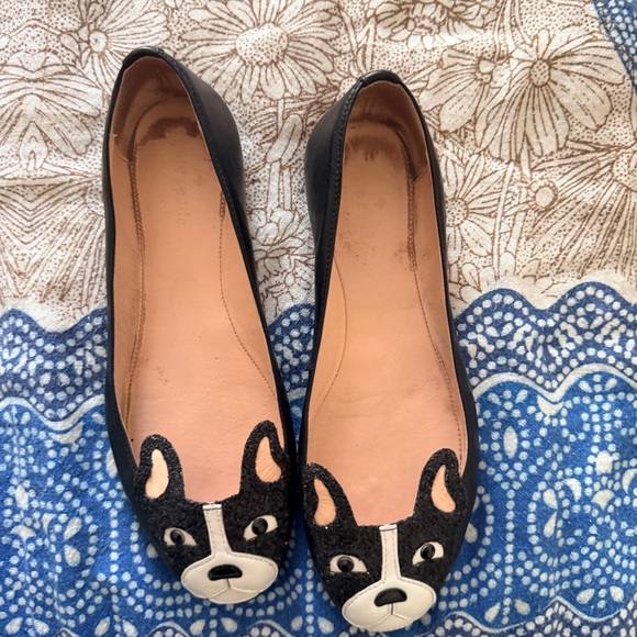 Kate Spade Winthrop Black White Boston Terrier Frenchie Ballet Flats Size 8 M - Picture 9 of 9